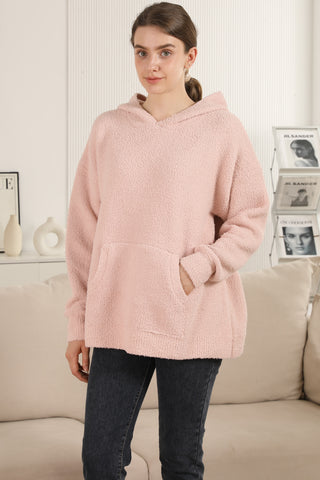 Solid Color Luxury Soft Hooded Sweater W/ Front Pocket