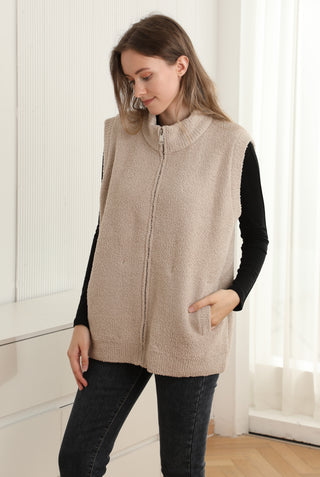 Solid Color Luxury Soft Zippered Vest W/ Pockets