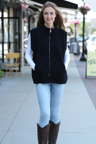 Solid Color Luxury Soft Zippered Vest W/ Pockets