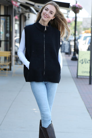 Solid Color Luxury Soft Zippered Vest W/ Pockets
