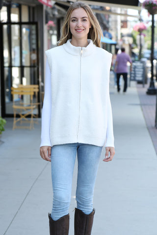 Solid Color Luxury Soft Zippered Vest W/ Pockets