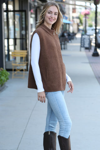Solid Color Luxury Soft Zippered Vest W/ Pockets