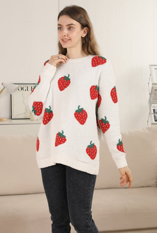 Strawberry Pattern Luxury Soft Crew Neck Sweater