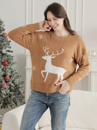 Christmas Themed Pattern Luxury Soft Crew Neck Sweater
