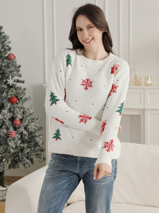 Christmas Themed Pattern Luxury Soft Crew Neck Sweater