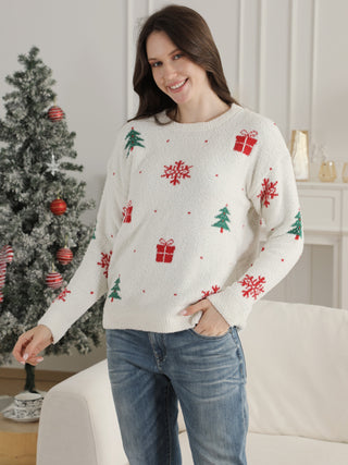 Christmas Themed Pattern Luxury Soft Crew Neck Sweater