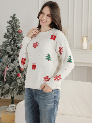 Christmas Themed Pattern Luxury Soft Crew Neck Sweater