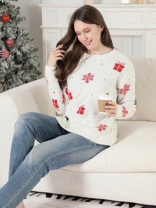 Christmas Themed Pattern Luxury Soft Crew Neck Sweater