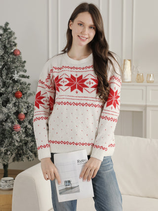 Christmas Themed Pattern Luxury Soft Crew Neck Sweater