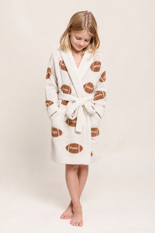 Children's Sports Pattern Luxury Soft Robe W/ Front Pockets & Belt