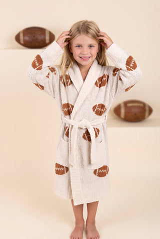Children's Sports Pattern Luxury Soft Robe W/ Front Pockets & Belt