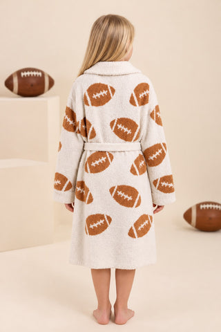 Children's Sports Pattern Luxury Soft Robe W/ Front Pockets & Belt