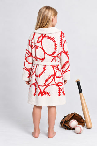 Children's Sports Pattern Luxury Soft Robe W/ Front Pockets & Belt