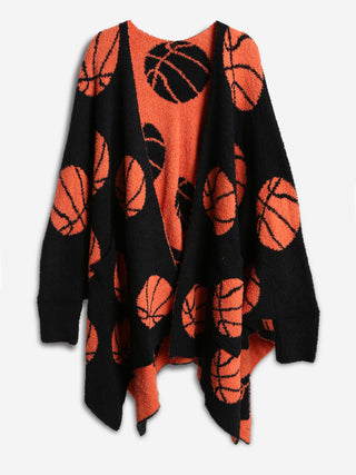 Sports Pattern Luxury Soft Wearable Blanket Ruana W/ Front Pockets