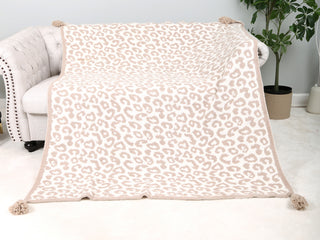 Leopard Pattern Luxury Soft Throw Blanket w/ Tassels