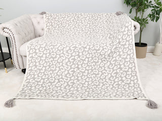 Leopard Pattern Luxury Soft Throw Blanket w/ Tassels