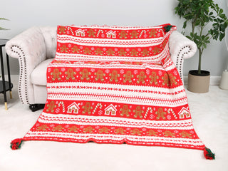 Christmas Themed Pattern Luxury Soft Throw Blanket w/ Tassels