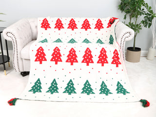 Christmas Themed Pattern Luxury Soft Throw Blanket w/ Tassels
