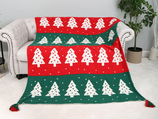 Christmas Themed Pattern Luxury Soft Throw Blanket w/ Tassels