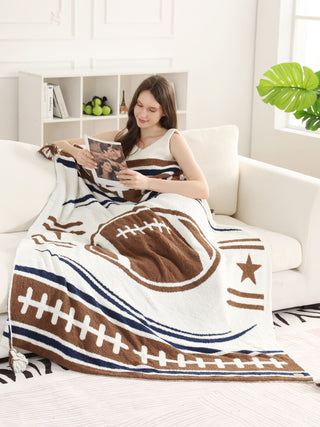 Sports Pattern Luxury Soft Throw Blanket w/ Tassels