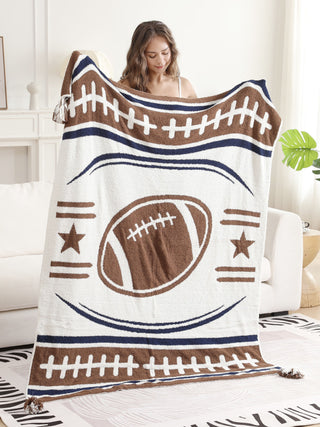 Sports Pattern Luxury Soft Throw Blanket w/ Tassels
