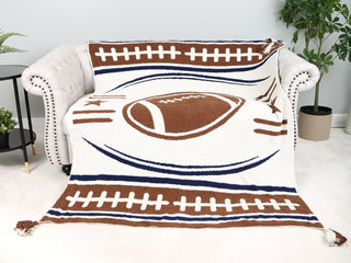 Sports Pattern Luxury Soft Throw Blanket w/ Tassels
