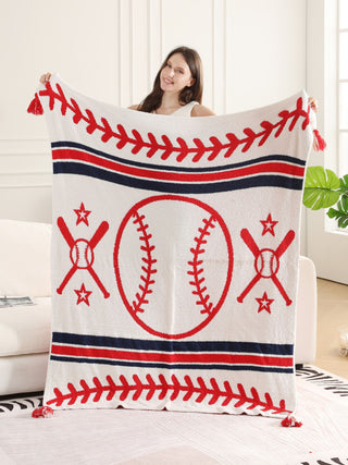Sports Pattern Luxury Soft Throw Blanket w/ Tassels