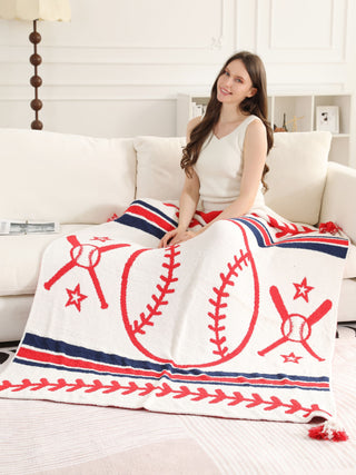 Sports Pattern Luxury Soft Throw Blanket w/ Tassels