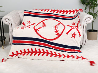 Sports Pattern Luxury Soft Throw Blanket w/ Tassels