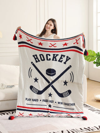 Sports Pattern Luxury Soft Throw Blanket w/ Tassels