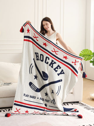 Sports Pattern Luxury Soft Throw Blanket w/ Tassels