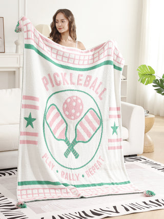 Sports Pattern Luxury Soft Throw Blanket w/ Tassels