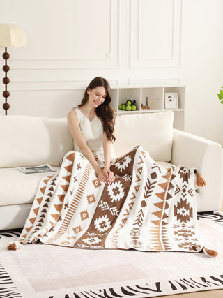 Tribal Pattern Luxury Soft Throw Blanket w/ Tassels