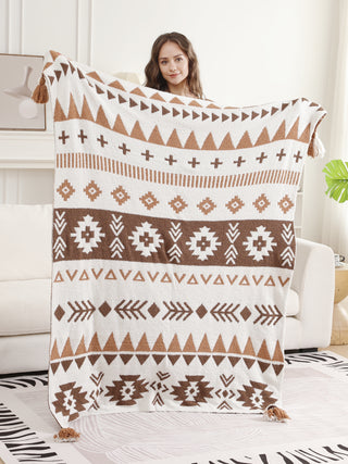 Tribal Pattern Luxury Soft Throw Blanket w/ Tassels