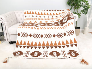 Tribal Pattern Luxury Soft Throw Blanket w/ Tassels