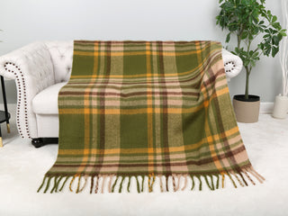Plaid Pattern Luxury Soft Throw Blanket w/ Fringe