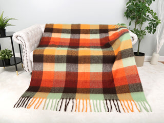 Plaid Pattern Luxury Soft Throw Blanket w/ Fringe