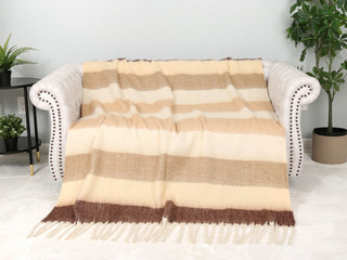 Striped Pattern Luxury Soft Throw Blanket w/ Fringe