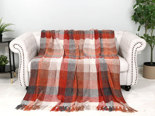 Checkered Pattern Luxury Soft Throw Blanket w/ Fringe
