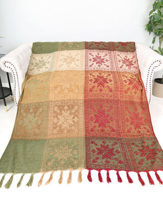 Snowflake Pattern Luxury Soft Throw Blanket w/ Fringe