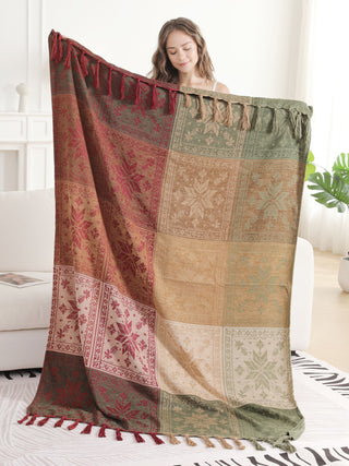 Snowflake Pattern Luxury Soft Throw Blanket w/ Fringe