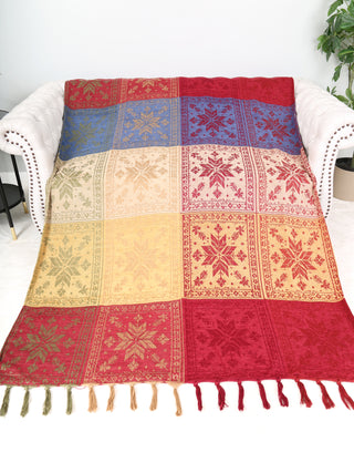 Snowflake Pattern Luxury Soft Throw Blanket w/ Fringe
