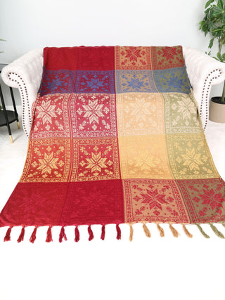 Snowflake Pattern Luxury Soft Throw Blanket w/ Fringe