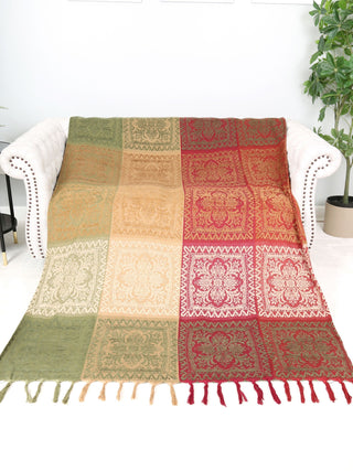 Floral Pattern Luxury Soft Throw Blanket w/ Fringe