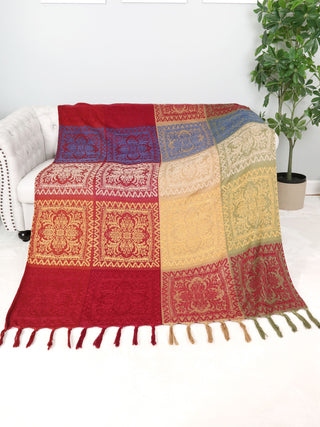 Floral Pattern Luxury Soft Throw Blanket w/ Fringe