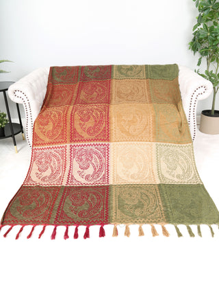 Paisley Pattern Luxury Soft Throw Blanket w/ Fringe