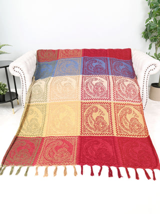 Paisley Pattern Luxury Soft Throw Blanket w/ Fringe