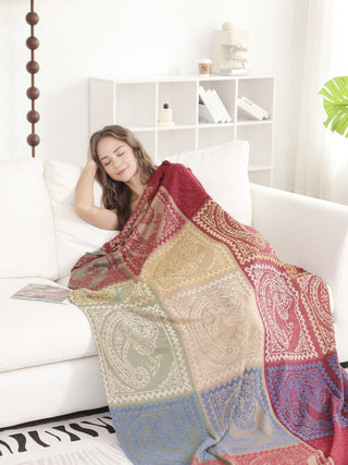 Paisley Pattern Luxury Soft Throw Blanket w/ Fringe