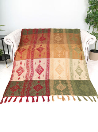 Tribal Pattern Luxury Soft Throw Blanket w/ Fringe