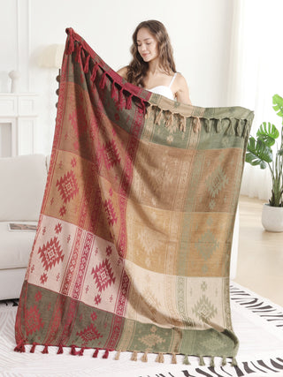 Tribal Pattern Luxury Soft Throw Blanket w/ Fringe